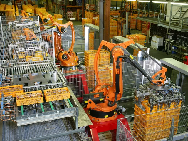 Reference photograph: Factory Automation Robotics Palettizing Bread.